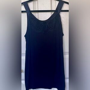 Carole Hochman Midnight women’s Sz M pajama top satin straps and lace front BLUE